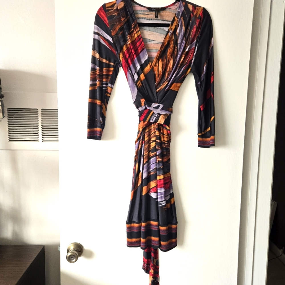 BCBG MaxAzria Multicolor Tie Waist Dress